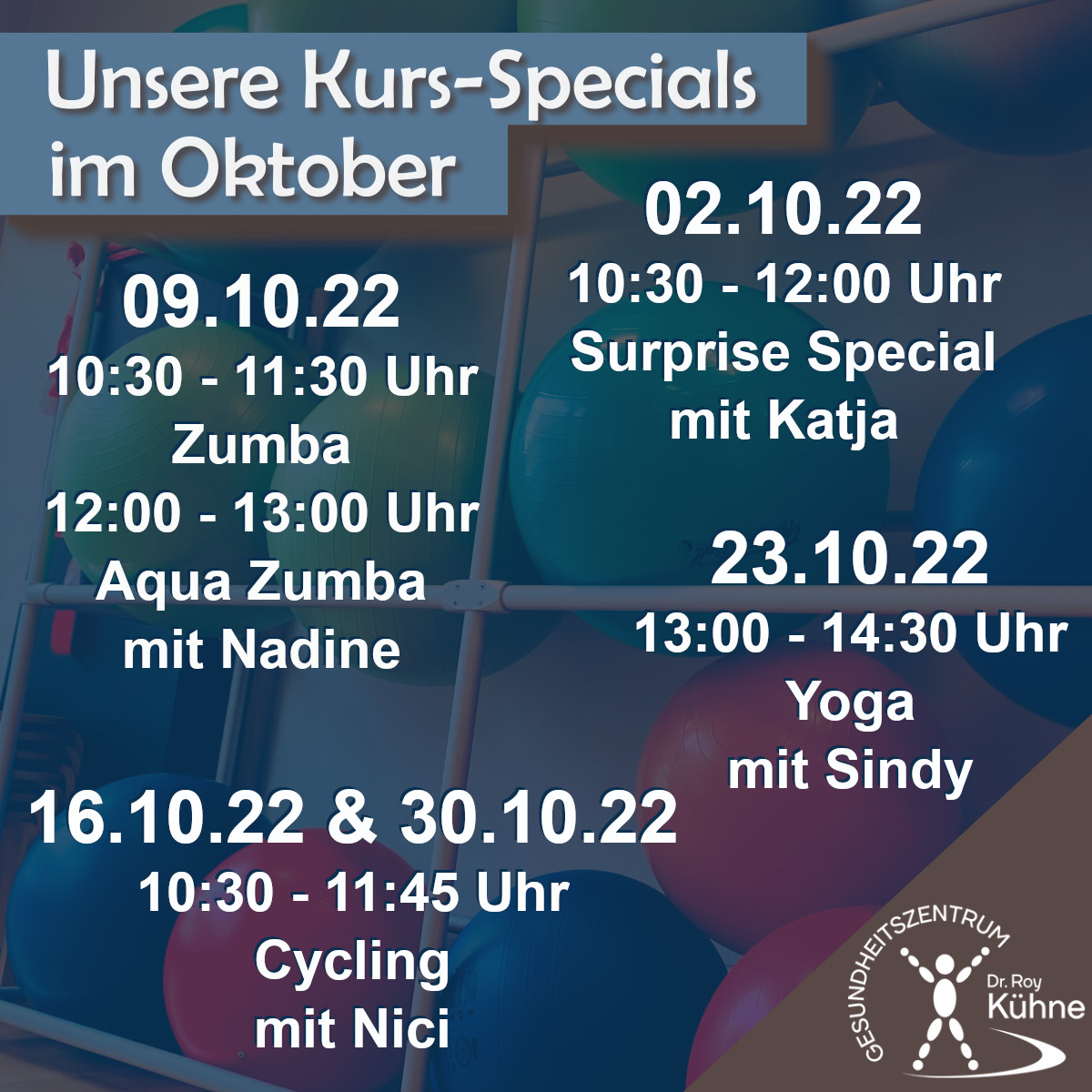 Kurs-Specials Oktober 2022 Gesundheitszentrum Dr. Roy Kühne Northeim