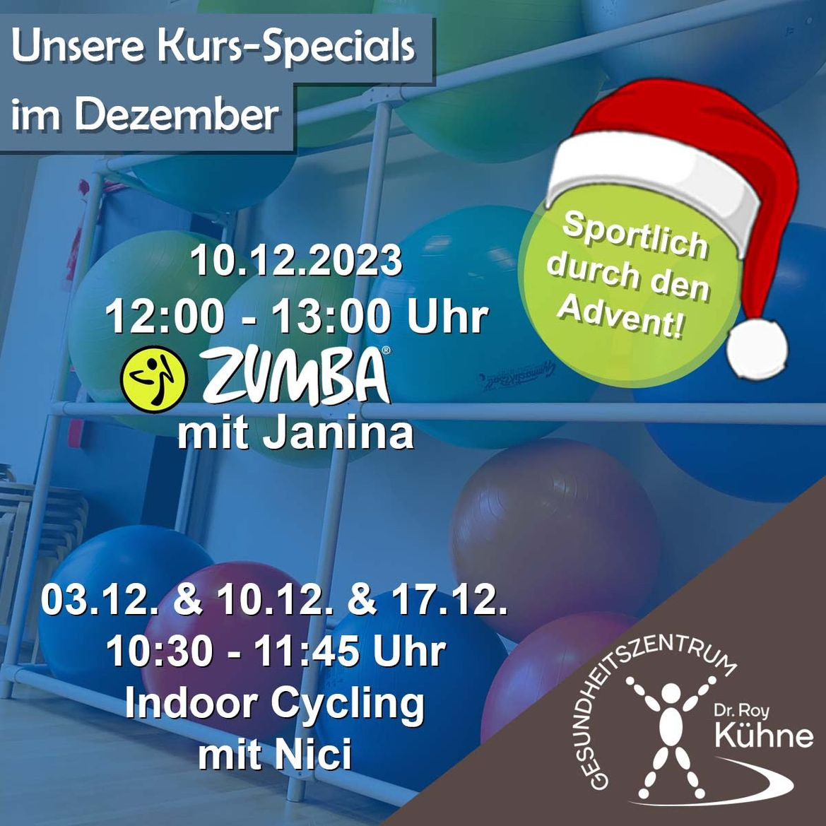 Fitnesskurse Specials Cycling Zumba im Gesundheitszentrum Dr. Roy Kühne Northeim