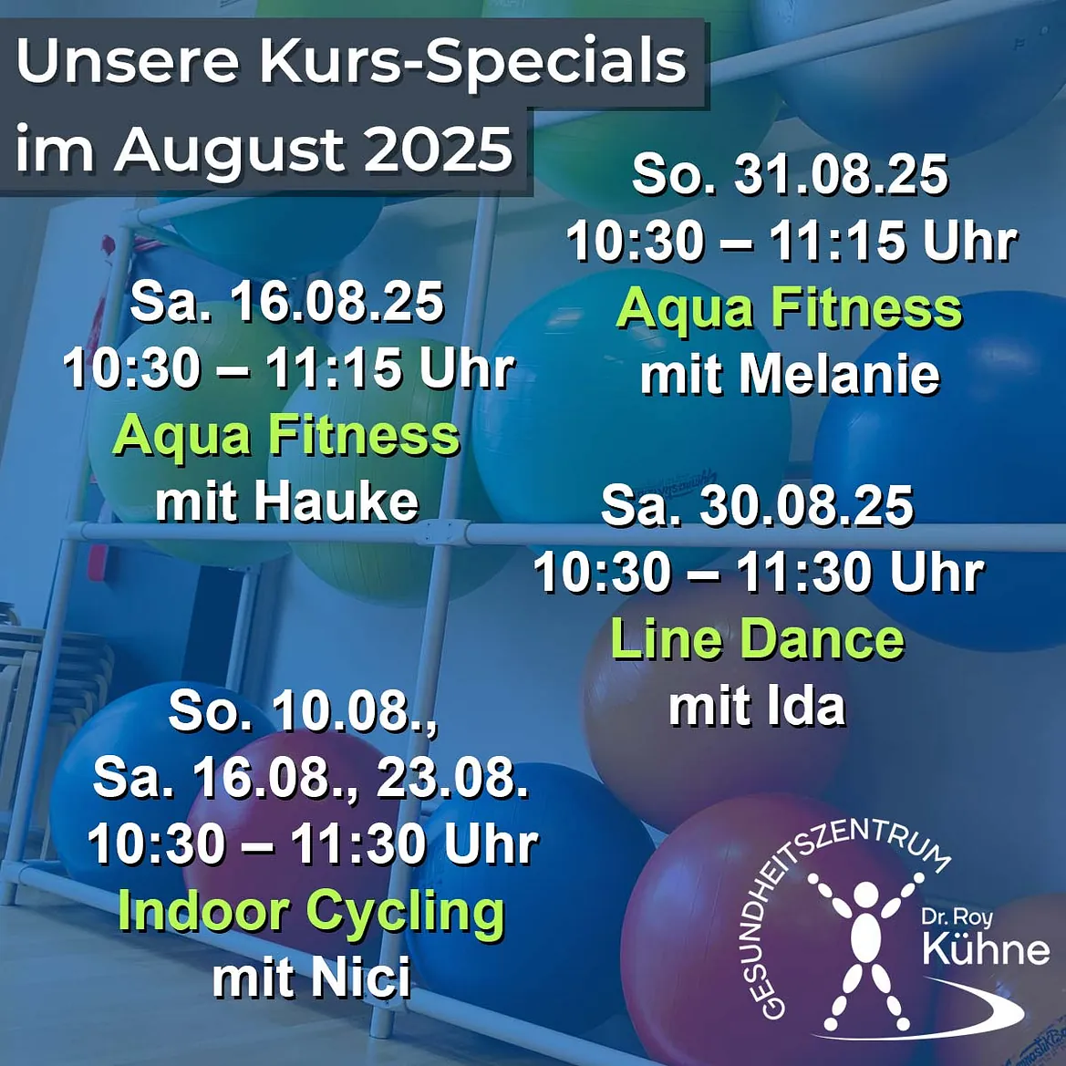 Kurs-Specials Gesundheitszentrum Dr. Roy Kühne Northeim August 2025